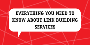 Everything you need to know about link building black text in white speech bubble